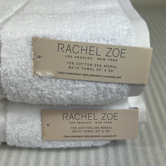 Rachel Zoe Bath Towel Set White 2 PCS Cotton Modal NEW - Picture 10 of 13